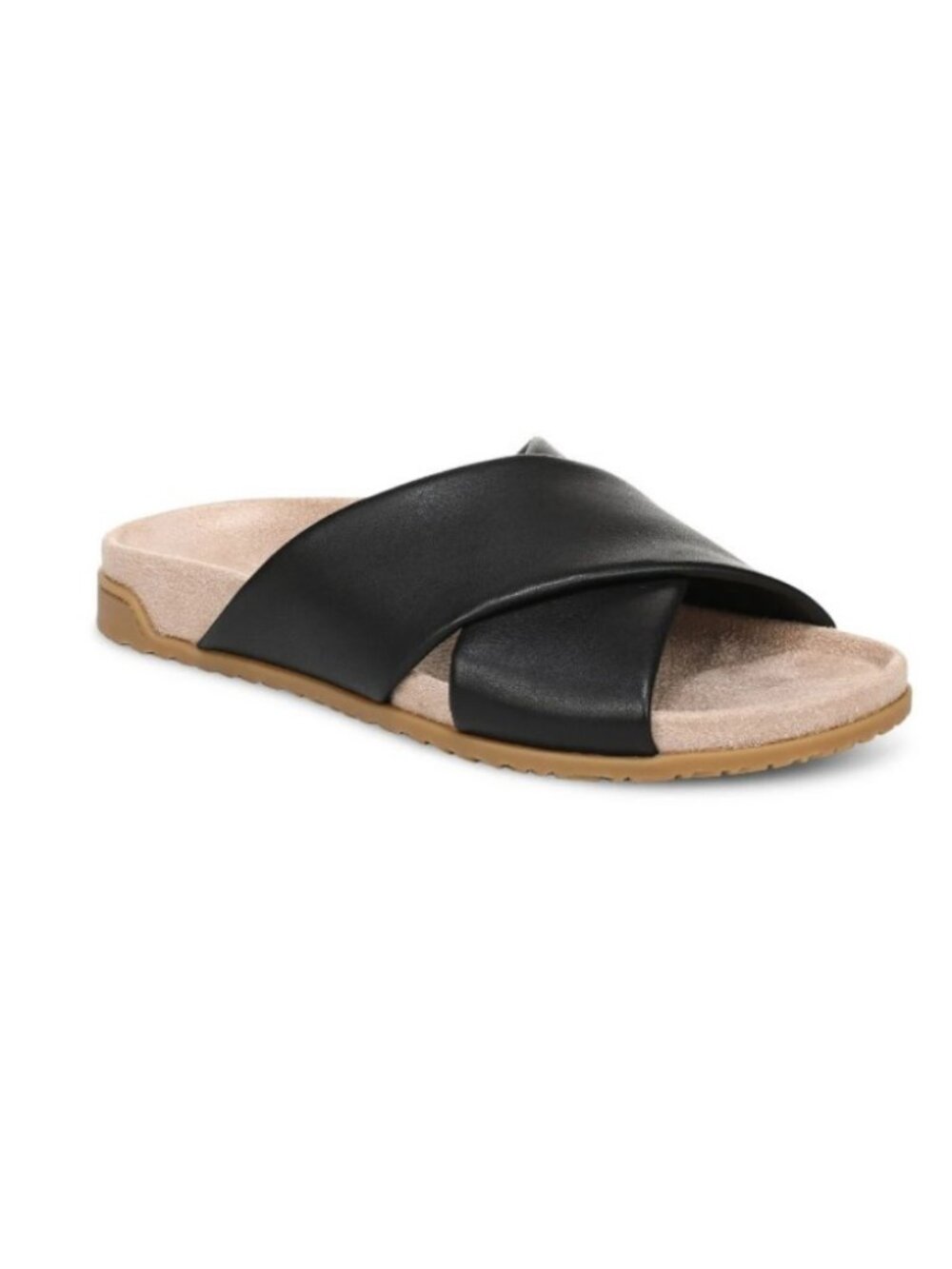 Vionic Women's Etna Orthotic Crossover Slide Sandals - Black Leather